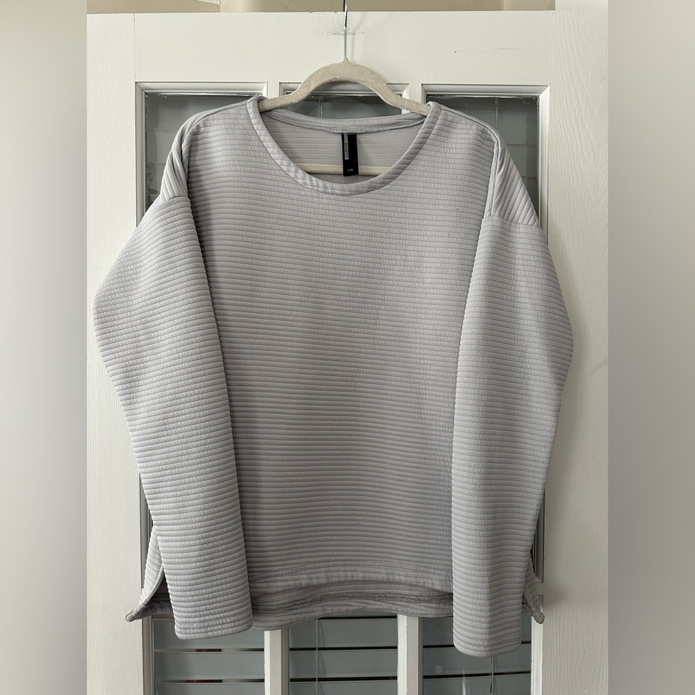 Mondetta Women's L Light Gray Long Sleeve Side Zip Ribbed‎ Sweatshirt | SKU 0687